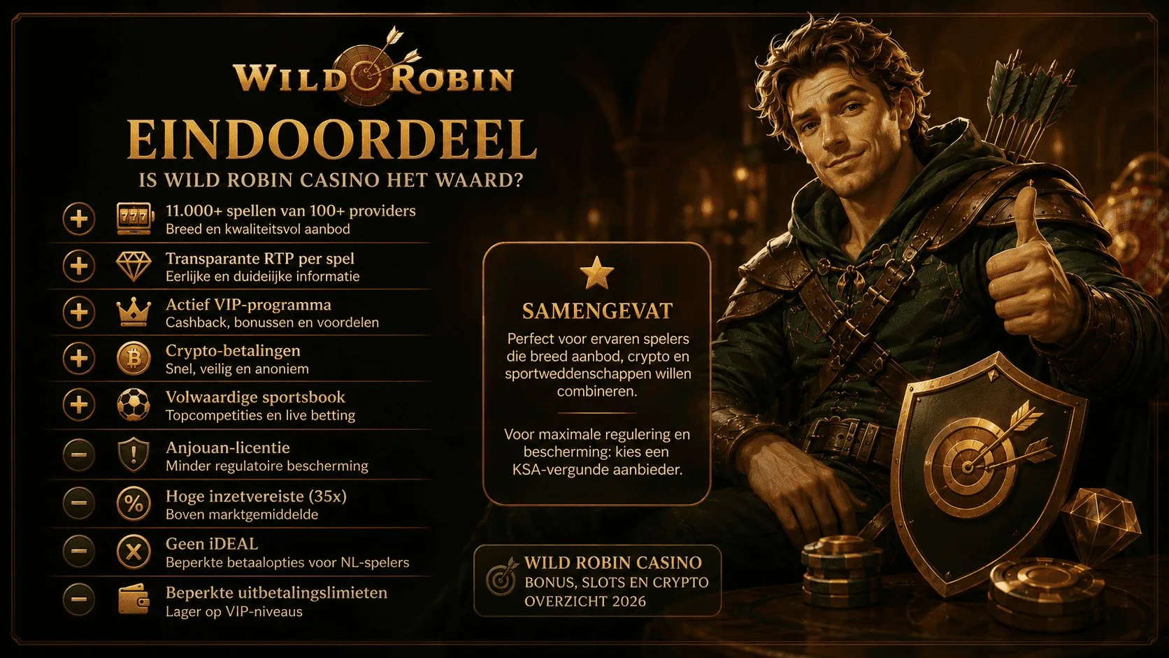 WildRobin Casino eindoordeel 2026 voordelen en nadelen samenvatting voor Nederlandse spelers